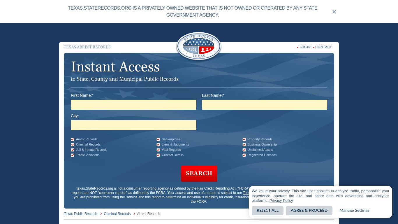 Texas Arrest Records | StateRecords.org