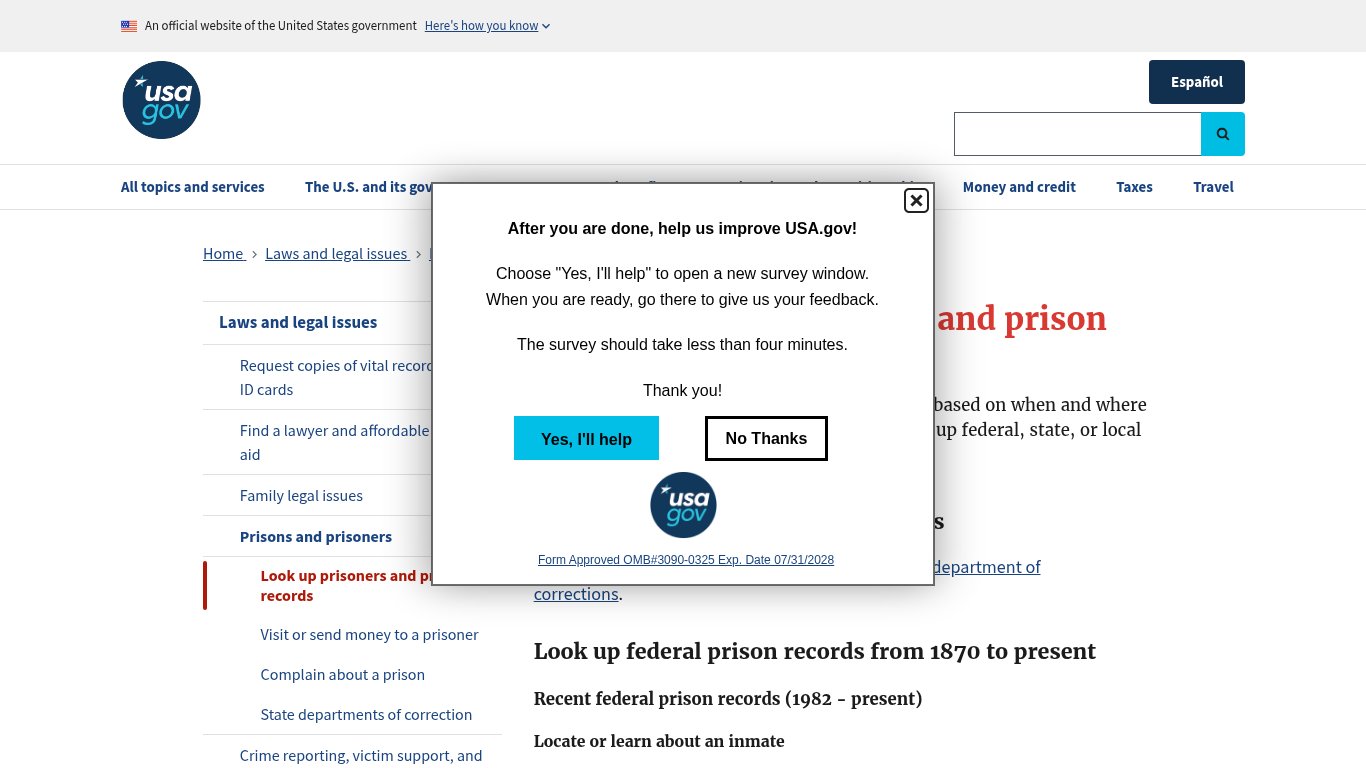 USA.gov - How to look up prisoners and prison records